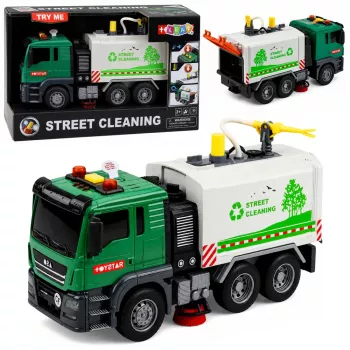 LEAN TOYS Straßenkehrmaschine mit Wasserfunktion, Lichtern und Sounds 1:14