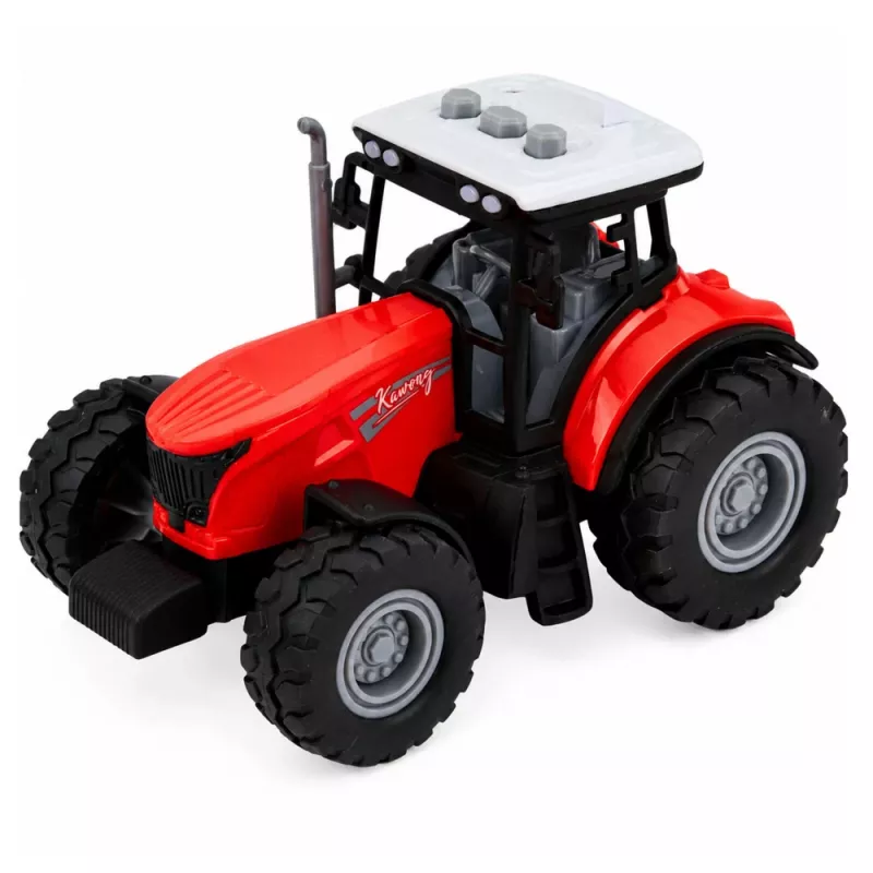 LEAN TOYS Traktor mit Anhänger zum Transport von Tieren, Kuhfiguren, Lichtern und Geräuschen, 4 Teile