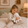 LEAN TOYS Plüsch-Oktopus Kuscheltier mit elastischen Tentakeln, Weiß, 30 cm