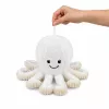 LEAN TOYS Plüsch-Oktopus Kuscheltier mit elastischen Tentakeln, Weiß, 30 cm
