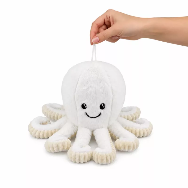 LEAN TOYS Plüsch-Oktopus Kuscheltier mit elastischen Tentakeln, Weiß, 30 cm