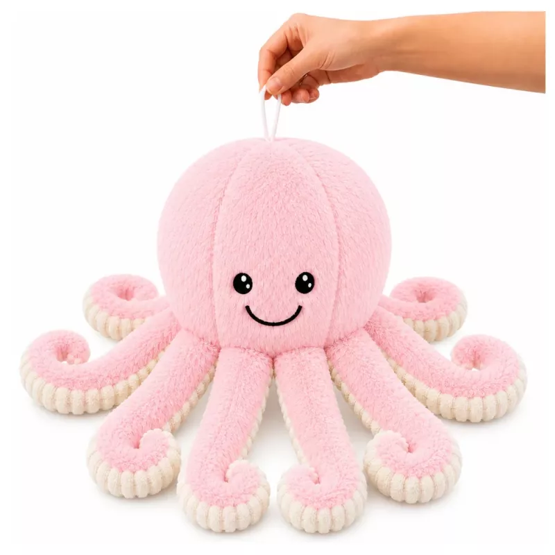 LEAN TOYS Plüsch-Oktopus Kuscheltier mit elastischen Tentakeln Rosa 50 cm