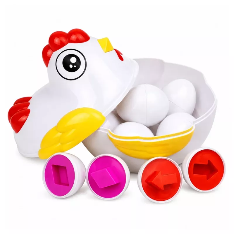 LEAN TOYS Lernspielzeug Henne 12 Eier-Sortierer Formen und Farben lernen Set