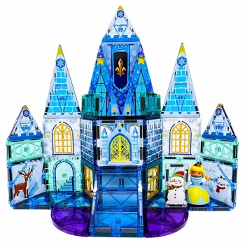 LEAN TOYS Magnetische Bausteine Eisprinzessin-Schloss Blau 47 Teile