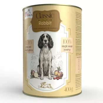 SYTA MICHA Classic Mono Kaninchen mit Steckrübe - Nassfutter für Hunde - 400g