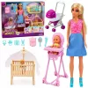 LEAN TOYS Anlily Mutter und Baby Zwillinge Puppen Set Zubehör
