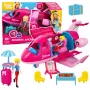 LEAN TOYS Faltbares Flugzeug für Puppen Reiseset Zubehör Puppe Pink 9 Teile