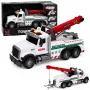 LEAN TOYS Baufahrzeug mit verstellbarem Kran, Lichtern und Geräuschen, Weiß 1:14