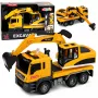 LEAN TOYS 1:14 RC Bagger mit beweglichem Löffel, Lichtern und Sound – Gelb