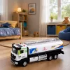 LEAN TOYS Metall-Tankwagen mit Reibungsantrieb, Lichtern und Geräuschen, Blau und Weiß, Maßstab 1:40