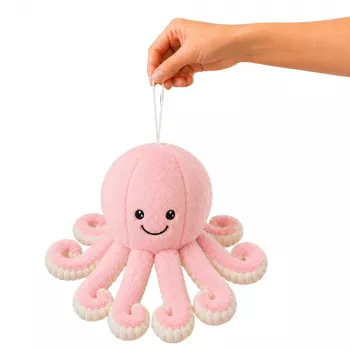 LEAN TOYS Plüsch-Oktopus Kuscheltier mit dehnbaren Tentakeln, weiches rosa Schmusetier, 30 cm