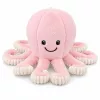 LEAN TOYS Plüsch-Oktopus Kuscheltier mit dehnbaren Tentakeln, weiches rosa Schmusetier, 30 cm