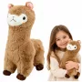 LEAN TOYS Plüsch-Alpaka-Lama Kuscheltier mit weichem Fell Beige 38 cm