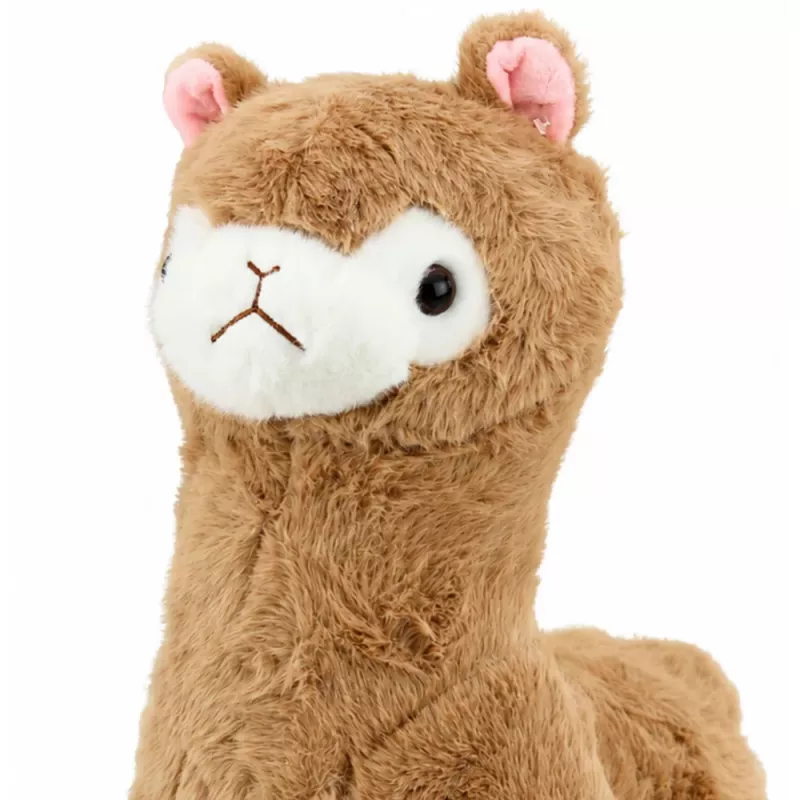 LEAN TOYS Plüsch-Alpaka-Lama Kuscheltier mit weichem Fell Beige 38 cm