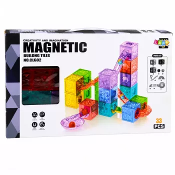 LEAN TOYS Magnetische Bausteine Würfel Kugelbahn Bunt 28 Stück