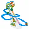 LEAN TOYS Rennbahn Dinosaurier-Rutsche mit beweglichen Stufen, Figuren, Lichtern und Geräuschen