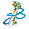 LEAN TOYS Rennbahn Dinosaurier-Rutsche mit beweglichen Stufen, Figuren, Lichtern und Geräuschen