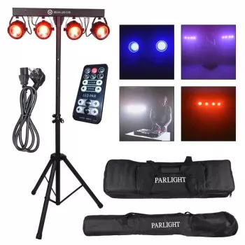 LIGHT4ME LED BAR COB PAR 4x30W RGB LED PAR-Scheinwerfer mit Stativ und Schutzhülle
