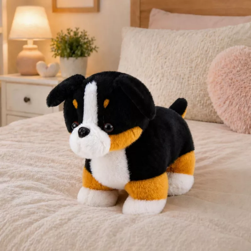LEAN TOYS Plüschtier weicher Hund zum Kuscheln Berner Sennenhund 30x30 cm