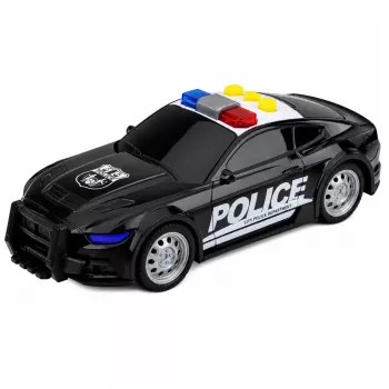 LEAN TOYS Polizeiauto mit Licht und Sound, Schwarz, Maßstab 1:32