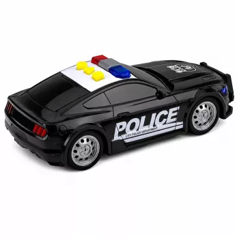 LEAN TOYS Polizeiauto mit Licht und Sound, Schwarz, Maßstab 1:32
