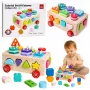 LEAN TOYS Holz Montessori Lernspielzeug Sortierer auf Rädern Formen und Zahlen
