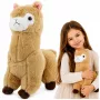 LEAN TOYS Plüsch-Alpaka-Lama Kuscheltier Stofftier weiches Fell Creme 38 cm