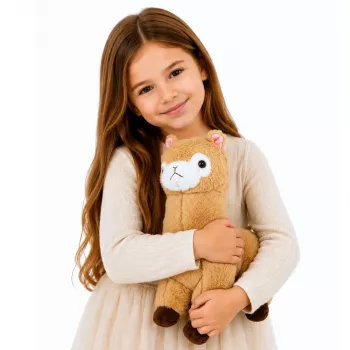 LEAN TOYS Plüsch-Alpaka-Lama Kuscheltier Stofftier weiches Fell Creme 38 cm