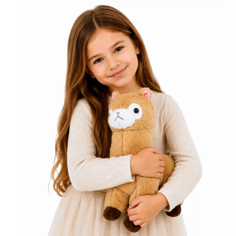 LEAN TOYS Plüsch-Alpaka-Lama Kuscheltier Stofftier weiches Fell Creme 38 cm