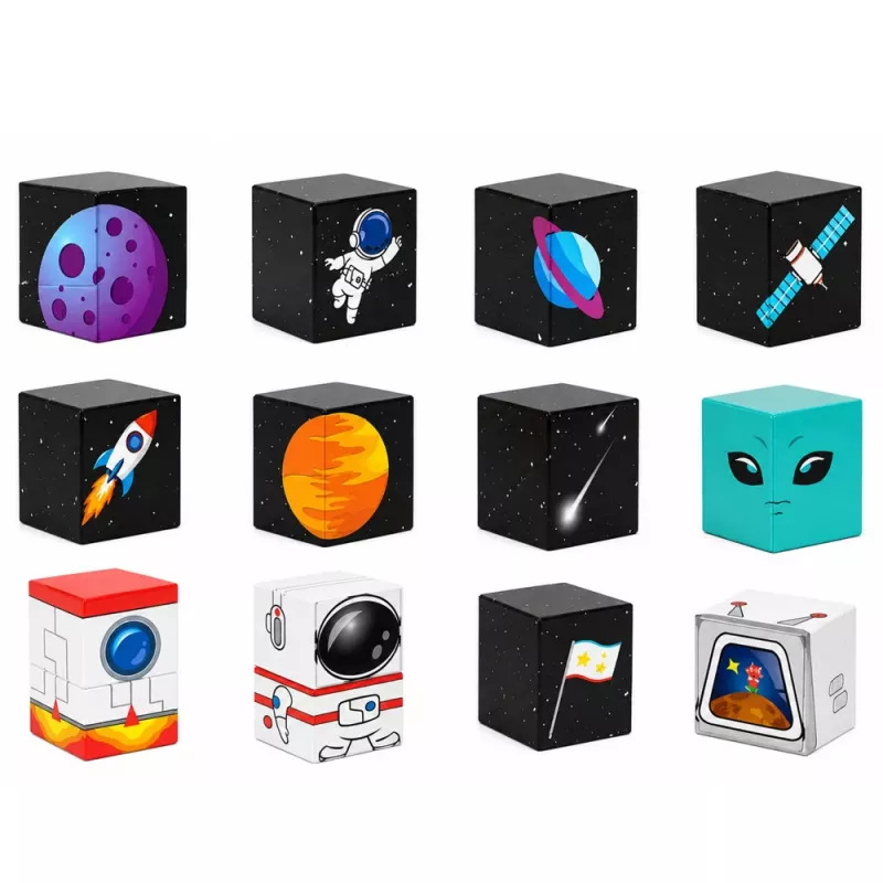 LEAN TOYS Magnetbausteine-Set 50 Teile 3D-Würfel Pixel Baukasten