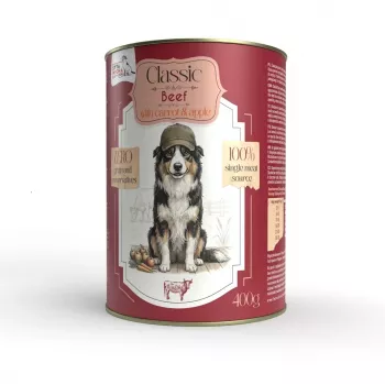 Syta Micha Getreidefreies Nassfutter für Hunde mit Rind und Karotte - 400 g Dose