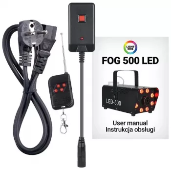 LIGHT4ME FOG 500 LED Nebelgenerator, 500 W, RGB-LED, 0,5 L Tank, Kabelfernbedienung