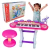SUPRIMO EVA Pädagogisches elektronisches Keyboard mit Mikrofon, 37 Tasten, 8 Klangfarben, 8 Rhythmen, Aufnahme, batteriebetrieben, mehrfarbig