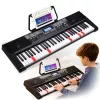MK 2115 Pädagogisches tragbares Keyboard 37 Tasten E-Piano mit 8 Klangfarben, 8 Rhythmen, 4 Demosongs, Mikrofoneingang, Schwarz