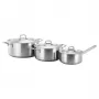 Fiskars Topf-Set 1,5/3/5L Edelstahl-Kochgeschirr-Set mit Glasdeckeln, induktionsgeeignet, 6-teilig