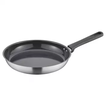Fiskars Essential Bratpfanne 28 cm – Aluminium Antihaft mit Thermo-Spot, Bakelitgriff, für alle Herdarten außer Induktion