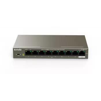 Tenda TEF1109P-8-102W 9-Port Desktop-PoE-Switch mit 8 PoE+-Ports, 102W Budget, 10/100 Mbps