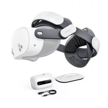 BOBOVR M3 Pro+ Akku-Kopfriemen mit 6500 mAh Akku und Ladestation für Meta Quest 3/3S - Weiß