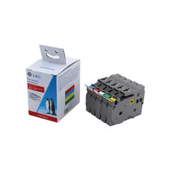 G&G BB-B-G-TZE-MP5 Etikettenband-Set für Brother P-touch TZe-Serie (5er-Pack, gemischte Farben)
