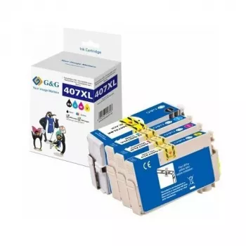 G&G Kompatible 4er-Pack High-Yield-Tintenpatronen für Epson 407XL (Schwarz, Cyan, Magenta, Gelb)