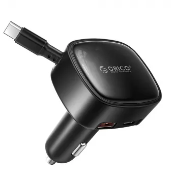 ORICO FC-66-1A2C 66W Auto-Ladegerät mit einziehbarem USB-C-Kabel - Schwarz