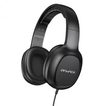 AWEI GM-6 Over-Ear Gaming-Headset mit Mikrofon, kabelgebunden 3,5-mm-Klinke, 40-mm-Treiber, Schwarz