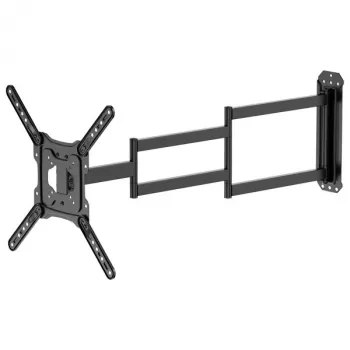 Brateck LPA84-445XL Full-Motion TV-/Monitor-Wandhalterung für 37-80 Zoll Bildschirme, 50kg Kapazität, VESA bis 600x400, Doppelter Schwenkarm, Matt Schwarz