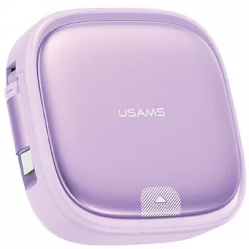 USAMS Aufrollbares 3-in-1 Ladekabel mit Aufbewahrungsbox USB-A auf USB-C/Lightning/Micro USB 60W Lila SJ650USB03 (US-SJ650)