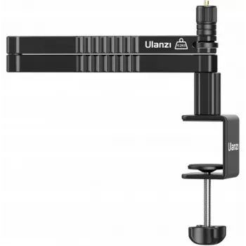 ULANZI LS26 Mikrofonständer mit Dreharm und Tischklemme, 750 mm Reichweite, Aluminiumlegierung, Schwarz