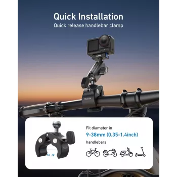TELESIN Magic Arm Clamp Mount für DJI Osmo Action 5 Pro/4/3, Osmo 360, GoPro, Insta360 – S3-HBM-14-TDJ