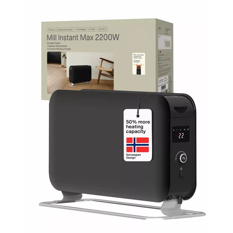 Mill Instant Max LED mobiler Konvektionsheizer, 2200 W, Schwarz