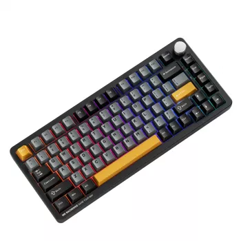 MACHENIKE K600-B82W Tri-Mode kabellose mechanische Gaming-Tastatur, 75% 82 Tasten, Gateron Silver Switches, Per-Key RGB, PBT Keycaps, Hot-Swappable, Schwarz