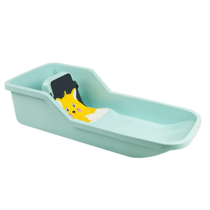 HAMAX Baby Bob Mint Schlitten 501032 – Kältebeständiger HDPE-Babyschlitten mit 3-Punkt-Gurt, Zugseil, bis 20 kg