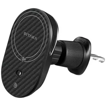 PITAKA MagEZ Pro 2 Qi2 15W NFC MagSafe Auto-Halterung kabelloses Ladegerät Schwarz-Grau